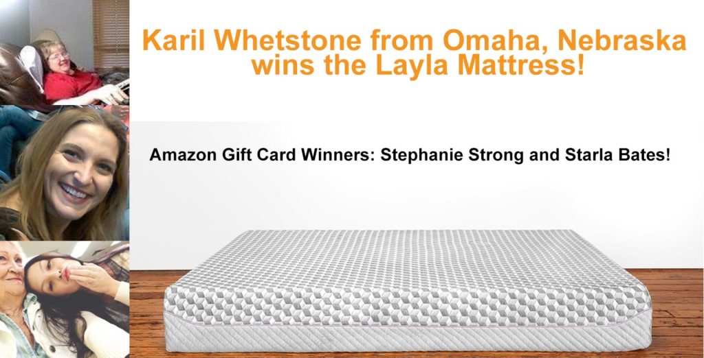 Layla Mattress Giveaway Winners