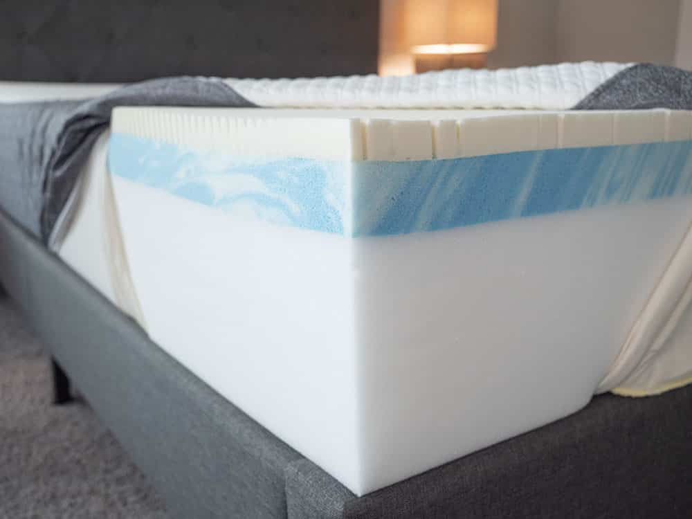 A mattress is cut open to show its components.