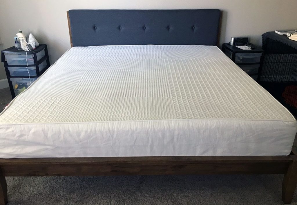 Traditional king size mattress on a platform bed