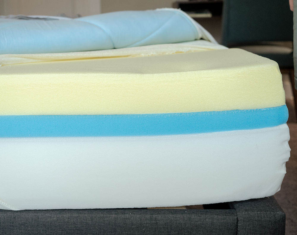 The inside of a foam mattress.