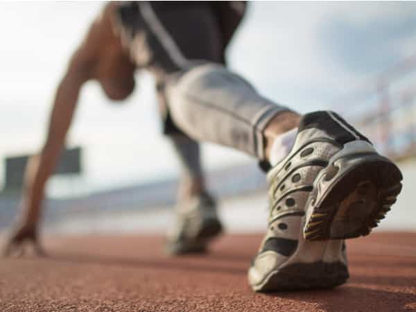 An athlete prepares to race.