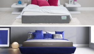Two foam mattresses in a split image.