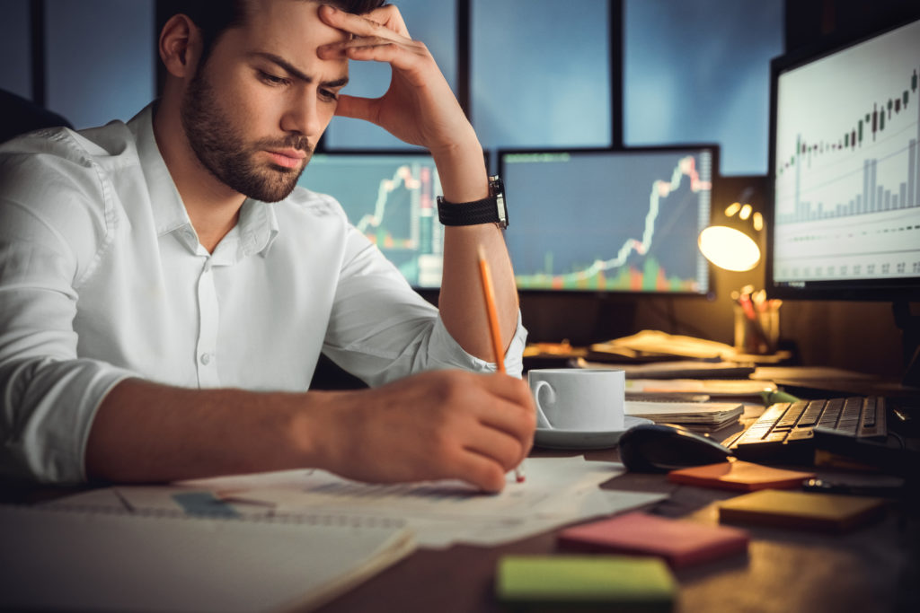 tired man at desk