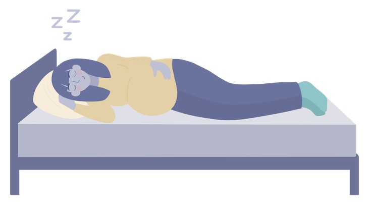 A pregnant woman rests on her side. side sleeping while pregnant