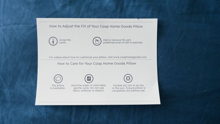 Coop Home Goods Body Pillow Care Card