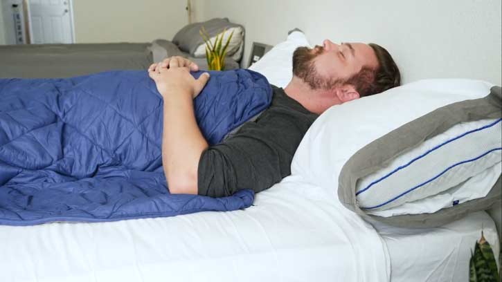 DREAMality Weighted Blanket Back Sleeping