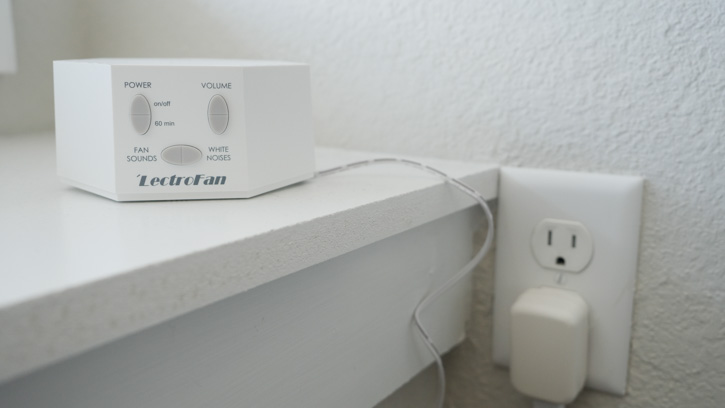 'LectroFan Classic White Noise Machine can be charged via USB or AC Adapter