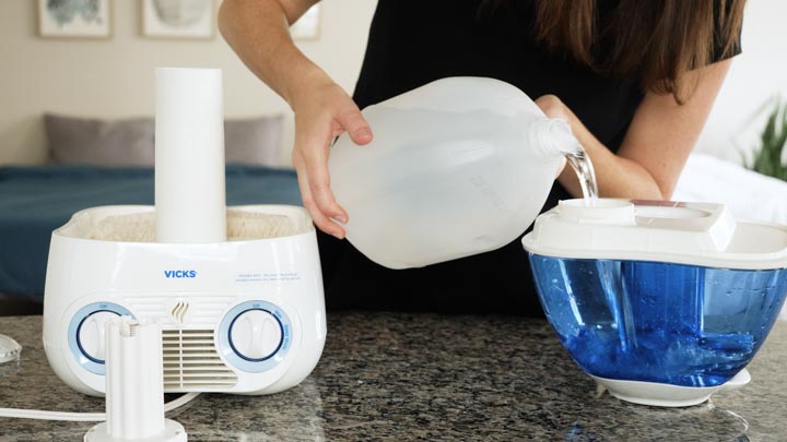 Distilled water inside 1-gallon water tank