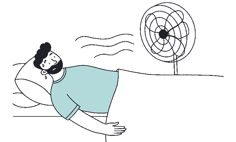 man sleeping with fan on