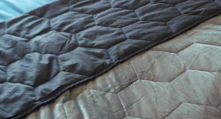 Layla Weighted Blanket Construction - showing Layla's signature hexagon grid pattern