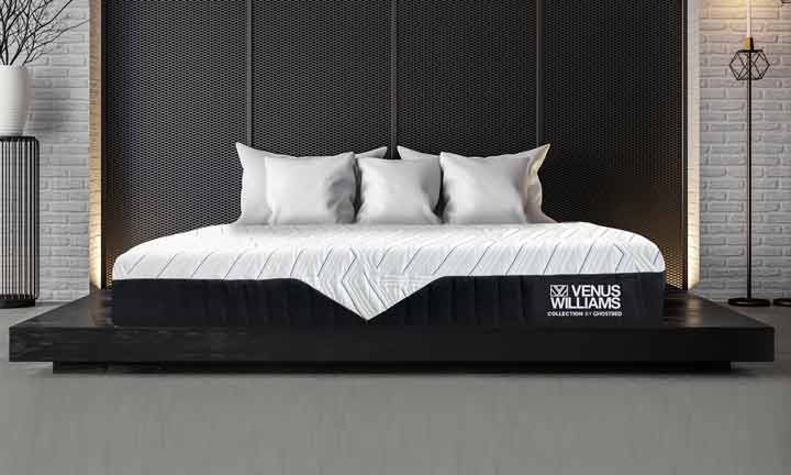 A wide shot of the GhostBed Venus Williams Legend Mattress