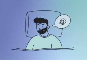 Anxious man in bed