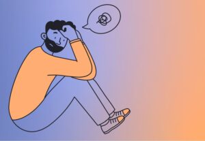 Sleep and Mental Health Man with depression sitting on the floor