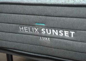 A close shot of the Helix Sunset Luxe logo