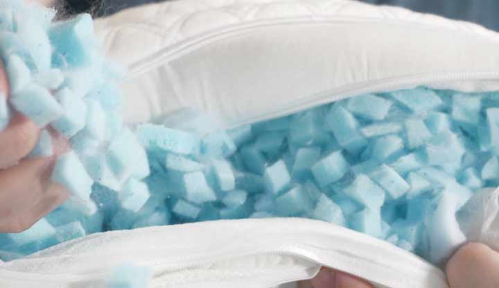 Nolah Squishy Pillow opens to reveal foam filling