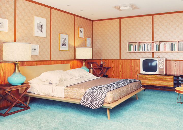 Retro Bed in 50s style room