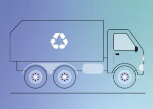 recycling truck on a gradient background