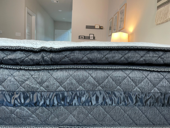 A side view of the Logan and Cove mattress
