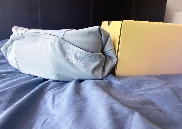 An image of the Pluto Pod pillow in its compact form