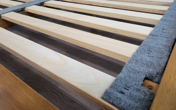 A close shot of the Thuma Bed slats