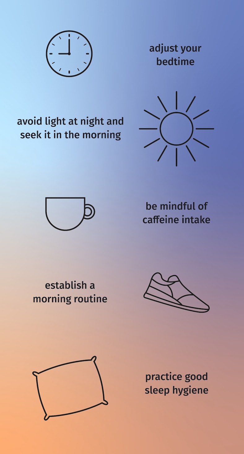 infographic with tips to become a morning person