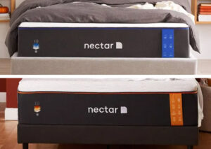 A split shot of the Nectar and Nectar Premier Copper mattresses.