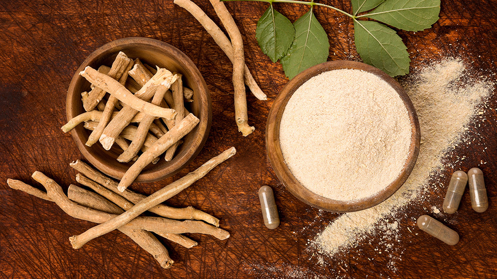 Ashwaganda powder in a bowl