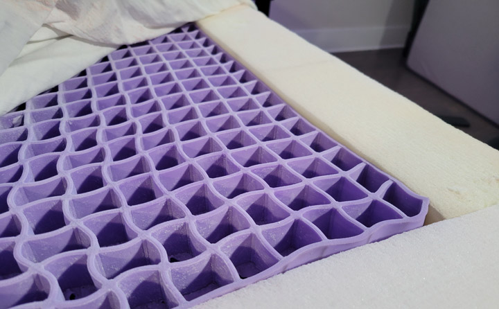 An inside shot of the Purple RestorePlus's gel grid