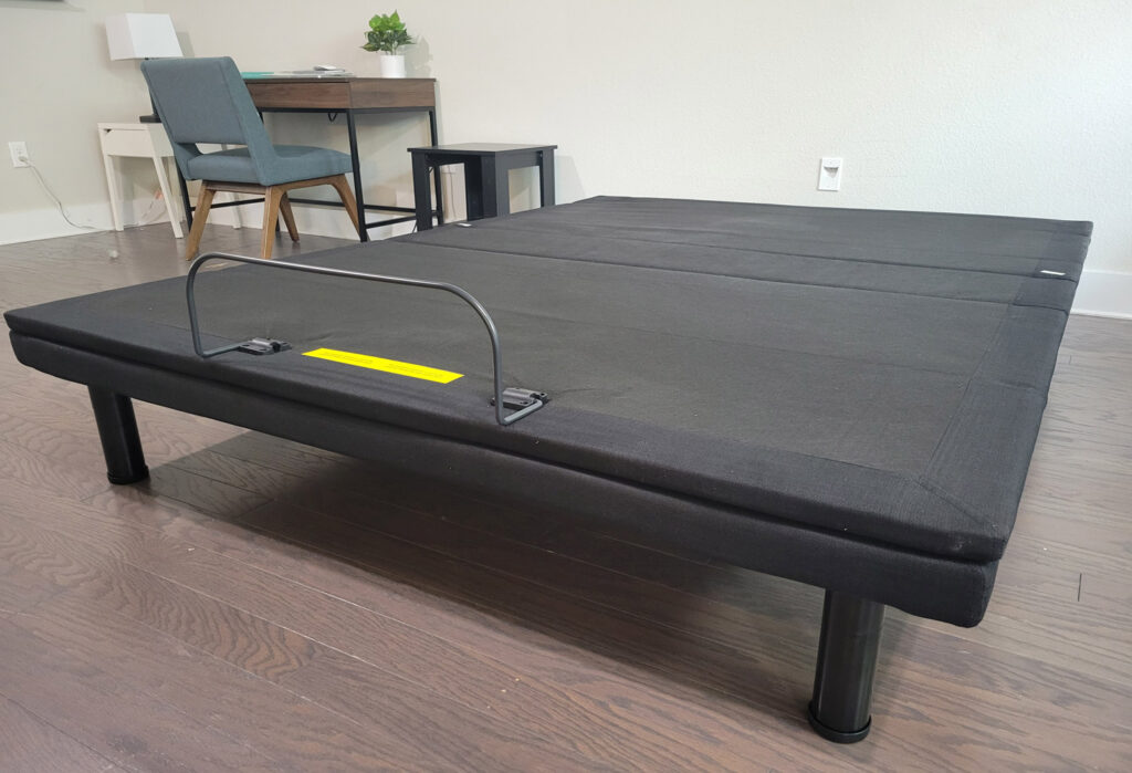 A corner shot of the Brooklyn Bedding adjustable base with no mattress on top