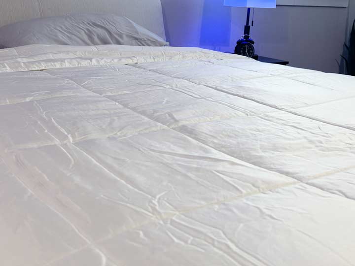 A close up image of the Nolah Bamboo comforter's cover.