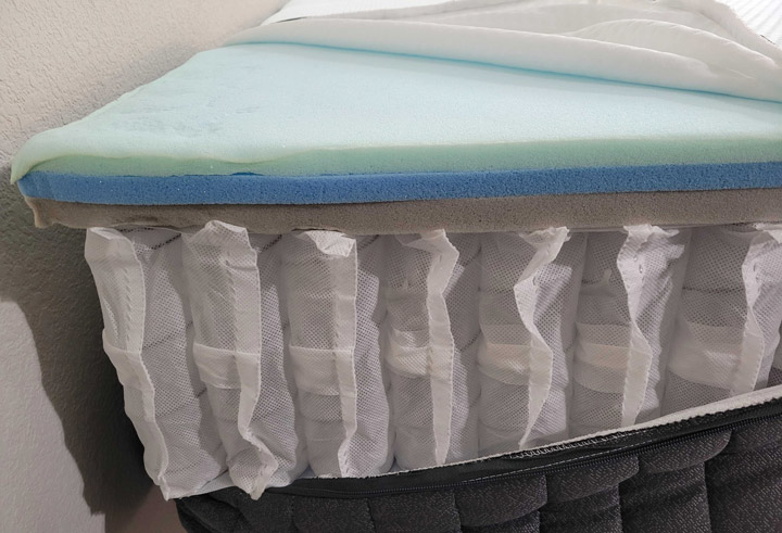 A cross section shot of the Emma Hybrid Comfort mattress