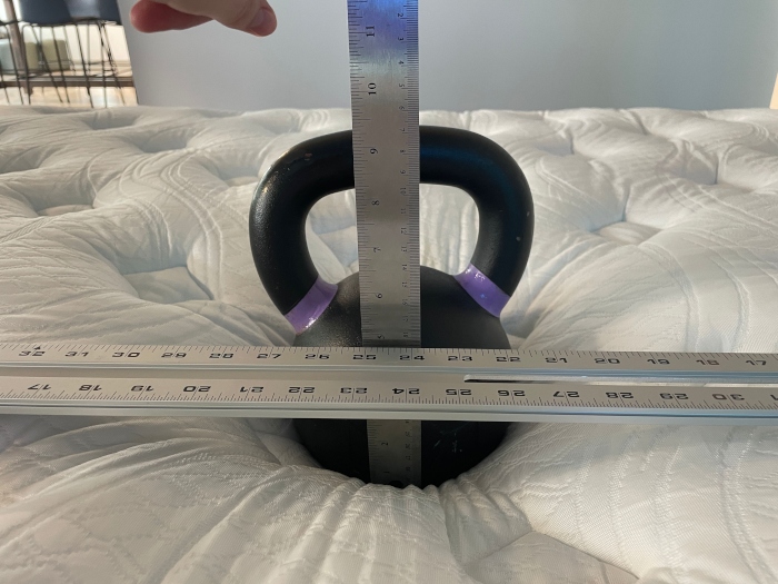 Measuring a kettlebell on a Wolf Mattress