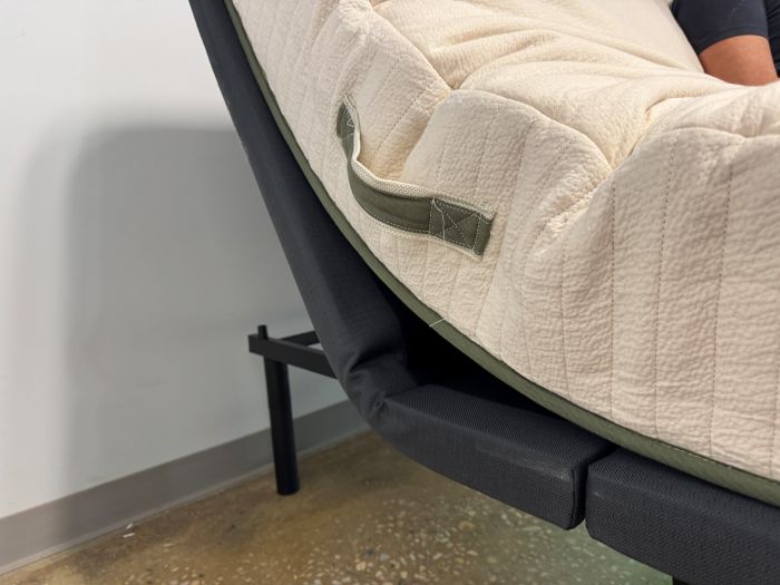 The Avocado Eco Organic mattress on an adjustable base