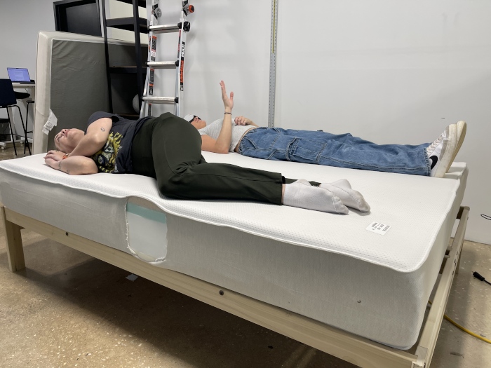 Partner test on a Boring Hybrid Mattress
