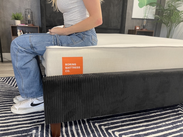 Seated edge support test on a Boring Hybrid Mattress