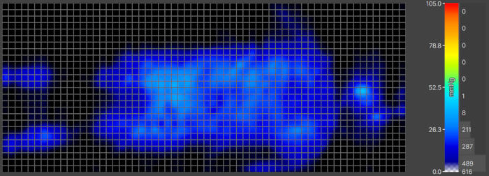Pressure map of a heavy back-sleeper on the Bear Original Mattress