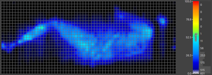 Pressure map of a heavy side-sleeper on the Bear Original Mattress