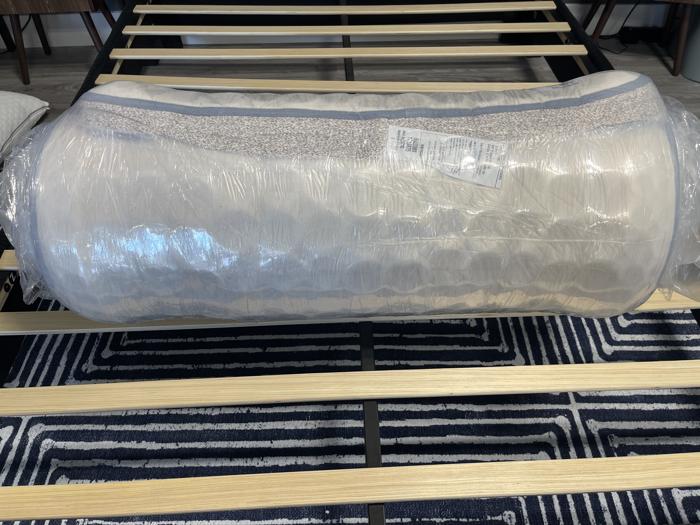 Birch Kids Mattress in the plastic wrap