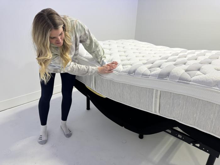 Leesa Sapira Chill Hybrid Mattress on an adjustable bed 1