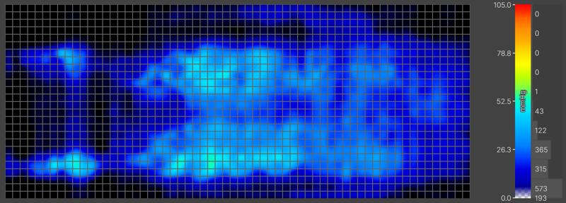 Pressure map of a heavier back-sleeper on the Saatva Rx mattress