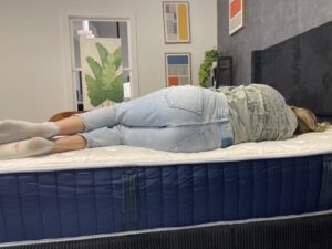 Side-sleeping full body edge support test on the Glacier Original Hybrid Mattress