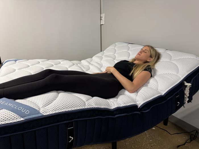 DreamCloud Premier Hybrid Mattress on an adjustable bed