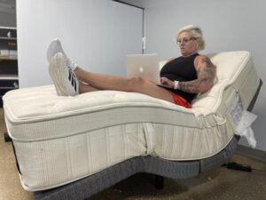 The Leesa Natural Mattress on an adjustable bed