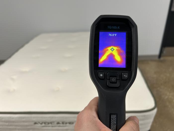 Thermal imaging of the Avocado Green Mattress after being slept on