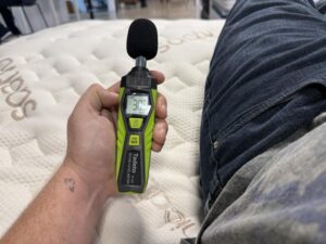 Decibal reading of the motor on a Saatva Adjustable Base Plus