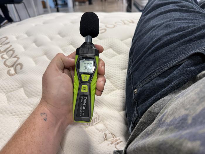 Decibal reading of the motor on a Saatva Adjustable Base Plus