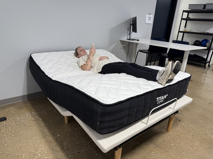 Testing the Titan Plus Core mattress on an adjustable base