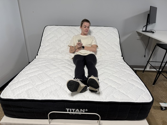Testing the Titan Plus Core mattress on an adjustable base