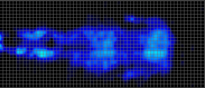 Back-sleeping pressure map of our average weight tester on the Nolah Evolution mattress.
