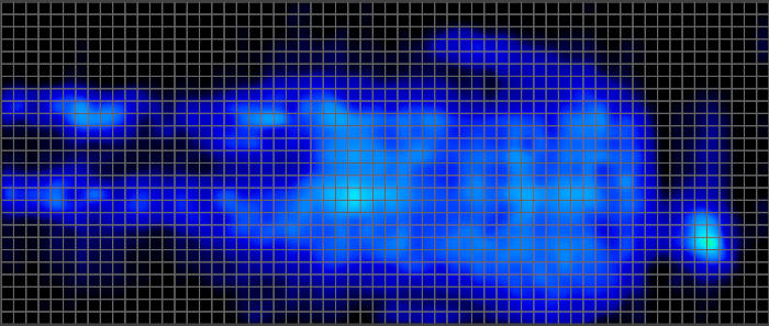 Back-sleeping pressure map of our heavyweight tester on the Nolah Evolution mattress.